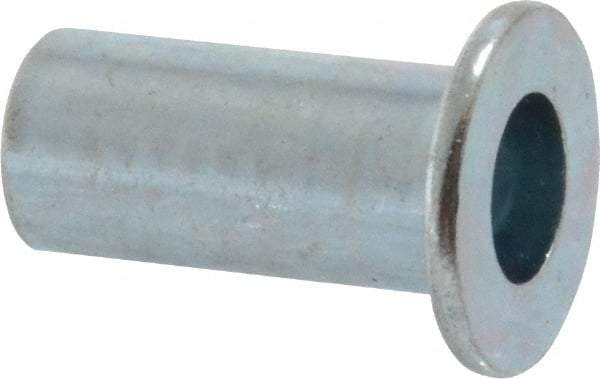 Value Collection - #10-24, 0.01 to 0.08" Grip, Steel Standard Rivet Nut - Drill Size Letter F, Flat Head - Exact Tool & Supply
