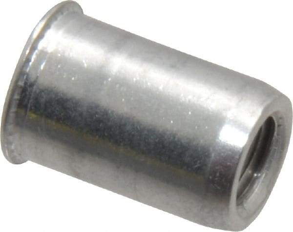 Value Collection - 1/4-20, 0.02 to 0.08" Grip, Aluminum Standard Rivet Nut - Drill Size Letter R, Expander Head - Exact Tool & Supply