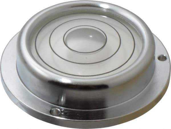 Geier & Bluhm, Inc. - 2-3/4 Inch Base Diameter x 0.69 Inch Overall Height, 3 Circles, Brass Bull's Eye Circular Level - 2-7/32 Inch Inner Diameter, 0.14 Inch Mounting Hole Diameter, 30 min Sensitivity, -40 to 150°F - Exact Tool & Supply