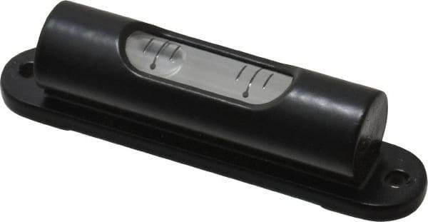 Geier & Bluhm, Inc. - 2-1/2 Inch Long, Horizontal, Brass, Plate Mounting, Tubular and Pocket Level - 2 mm Sensitivity, 5/8 Inch High/Diameter, Black Lacquer, 1 Vial - Exact Tool & Supply
