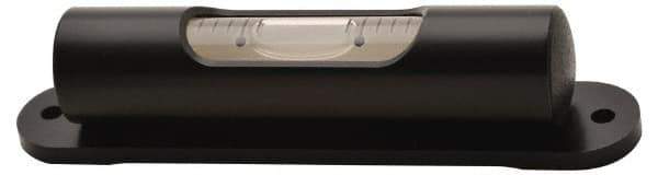 Geier & Bluhm, Inc. - 3-3/8 Inch Long, Horizontal, Brass, Plate Mounting Tubular and Pocket Level - 2 mm Sensitivity, 3/4 Inch High/Diameter, Black Lacquer, 1 Vial - Exact Tool & Supply