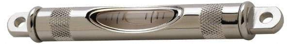 Geier & Bluhm, Inc. - 4-13/16 Inch Long, Horizontal, Brass Tubular and Pocket Level - 0.1 Inch Sensitivity, 5/8 Inch High/Diameter, Chrome, 1 Vial - Exact Tool & Supply
