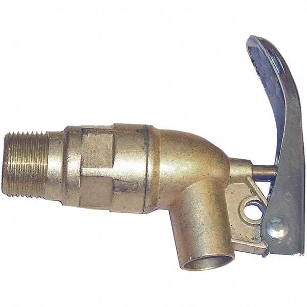 Wesco Industrial Products - 3/4" NPT Brass Rigid Drum Faucet - FM Approved, No Arrester, Self Closing, 5" Long Extension - Exact Tool & Supply