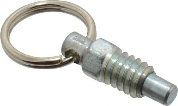 Gibraltar - 1/4-20, 0.31" Thread Length, 0.16" Plunger Diam, 0.19" Plunger Projection, 0.5 Lb Init to 2 Lb Final End Force, Steel Pull Ring Plunger - 0.31" Len Under Head, 0.44" Body Len, 0.62" Ring Diam, 0.62" Plunger Len, 1/4" Hex, 0.18" Head Height - Exact Tool & Supply