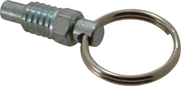 Gibraltar - 1/4-20, 0.31" Thread Length, 0.16" Plunger Diam, 0.19" Plunger Projection, 0.5 Lb Init to 2 Lb Final End Force, Steel Pull Ring Plunger - 0.31" Len Under Head, 0.44" Body Len, 3/4" Ring Diam, 0.62" Plunger Len, 1/4" Hex, 0.18" Head Height - Exact Tool & Supply