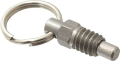 Gibraltar - 1/4-20, 0.31" Thread Length, 0.16" Plunger Diam, 0.19" Plunger Projection, 0.5 Lb Init to 2 Lb Final End Force, Stainless Steel Pull Ring Plunger - Exact Tool & Supply