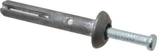 Powers Fasteners - 1/4" Diam, 1/4" Drill, 1-1/2" OAL, 1-7/8" Min Embedment Hammer Drive Concrete Anchor - Steel (Drive Pin)/Zamac Alloy (Body), Zinc-Plated Finish, Mushroom Head - Exact Tool & Supply