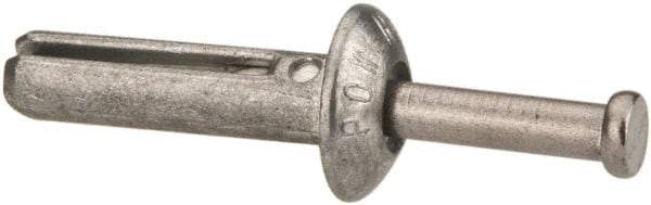 Powers Fasteners - 1/4" Diam, 1/4" Drill, 1" OAL, 7/8" Min Embedment Hammer Drive Concrete Anchor - Stainless Steel (Drive Pin)/Zamac Alloy (Body), Zinc-Plated Finish, Mushroom Head - Exact Tool & Supply
