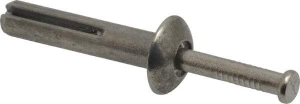 Powers Fasteners - 1/4" Diam, 1/4" Drill, 1-1/4" OAL, 7/8" Min Embedment Hammer Drive Concrete Anchor - Stainless Steel (Drive Pin)/Zamac Alloy (Body), Zinc-Plated Finish, Mushroom Head - Exact Tool & Supply