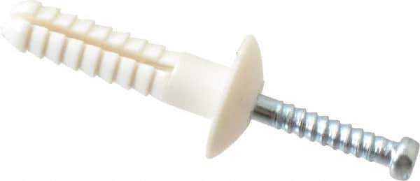 Powers Fasteners - 1/4" Diam, 1/4" Drill, 1" OAL, 1" Min Embedment Hammer Drive Concrete Anchor - Nylon (Body)/Steel (Drive Pin), Zinc-Plated Finish, Mushroom Head - Exact Tool & Supply