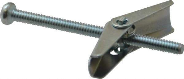 Powers Fasteners - 1/8" Screw, 1/8" Diam, 2" Long, Toggle Bolt Drywall & Hollow Wall Anchor - 3/8" Drill, Zinc Plated, Steel, Grade Zamac 7, Use in Drywall & Wallboard - Exact Tool & Supply