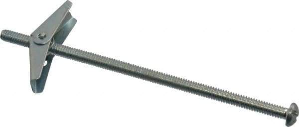 Powers Fasteners - 1/4" Screw, 1/4" Diam, 6" Long, Toggle Bolt Drywall & Hollow Wall Anchor - 5/8" Drill, Zinc Plated, Steel, Grade Zamac 7, Use in Drywall & Wallboard - Exact Tool & Supply