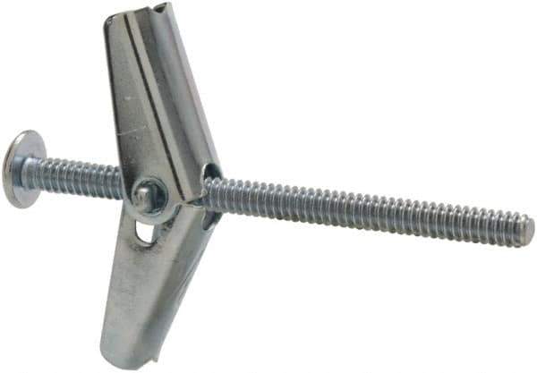 Powers Fasteners - 1/8" Screw, 1/8" Diam, 2" Long, Toggle Bolt Drywall & Hollow Wall Anchor - 3/8" Drill, Zinc Plated, Steel, Grade Zamac 7, Use in Drywall & Wallboard - Exact Tool & Supply
