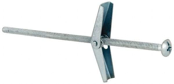 Powers Fasteners - 1/8" Screw, 1/8" Diam, 4" Long, Toggle Bolt Drywall & Hollow Wall Anchor - 3/8" Drill, Zinc Plated, Steel, Grade Zamac 7, Use in Drywall & Wallboard - Exact Tool & Supply
