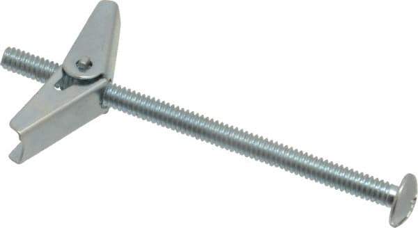 Powers Fasteners - 1/4" Screw, 1/4" Diam, 4" Long, Toggle Bolt Drywall & Hollow Wall Anchor - 5/8" Drill, Zinc Plated, Steel, Grade Zamac 7, Use in Drywall & Wallboard - Exact Tool & Supply