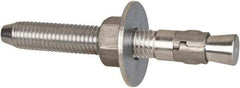 Powers Fasteners - 5/8" Diam, 5/8" Drill, 5" OAL, Wedge Expansion Concrete Anchor - 304 Stainless Steel, Hex Nut Head, Hex Drive, 3-1/2" Thread Length - Exact Tool & Supply