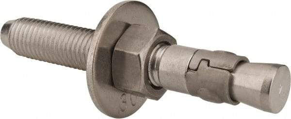 Powers Fasteners - 3/4" Diam, 3/4" Drill, 5-1/2" OAL, Wedge Expansion Concrete Anchor - 304 Stainless Steel, Hex Nut Head, Hex Drive, 3-5/8" Thread Length - Exact Tool & Supply