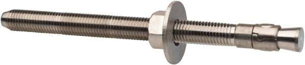 Powers Fasteners - 3/4" Diam, 3/4" Drill, 10" OAL, 1-1/8" Min Embedment Wedge Expansion Concrete Anchor - 304 Stainless Steel, Hex Nut Head, Hex Drive, 8-1/8" Thread Length - Exact Tool & Supply