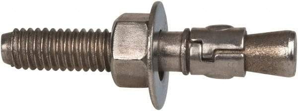 Powers Fasteners - 3/8" Diam, 3/8" Drill, 2-1/4" OAL, 3-3/8" Min Embedment Wedge Expansion Concrete Anchor - 316 Stainless Steel, Hex Nut Head, Hex Drive, 1-1/4" Thread Length - Exact Tool & Supply