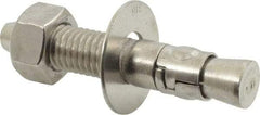 Powers Fasteners - 5/8" Diam, 5/8" Drill, 3-1/2" OAL, 1" Min Embedment Wedge Expansion Concrete Anchor - 316 Stainless Steel, Hex Nut Head, Hex Drive, 2" Thread Length - Exact Tool & Supply