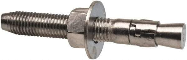 Powers Fasteners - 3/4" Diam, 3/4" Drill, 5-1/2" OAL, 1-1/4" Min Embedment Wedge Expansion Concrete Anchor - 316 Stainless Steel, Hex Nut Head, Hex Drive, 3-5/8" Thread Length - Exact Tool & Supply