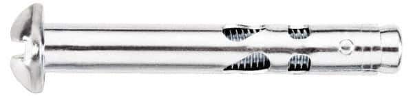 Value Collection - 1/4" Diam, 1/4" Drill, 2-3/4" OAL, 2-3/4" Min Embedment Sleeve Concrete Anchor - Steel, Zinc-Plated Finish, Round Head - Exact Tool & Supply
