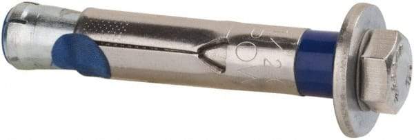 Powers Fasteners - 1/2" Diam, 1/2" Drill, 2-3/4" OAL, 2-1/2" Min Embedment Sleeve Concrete Anchor - 304 Stainless Steel, Hex Head, Hex Drive - Exact Tool & Supply