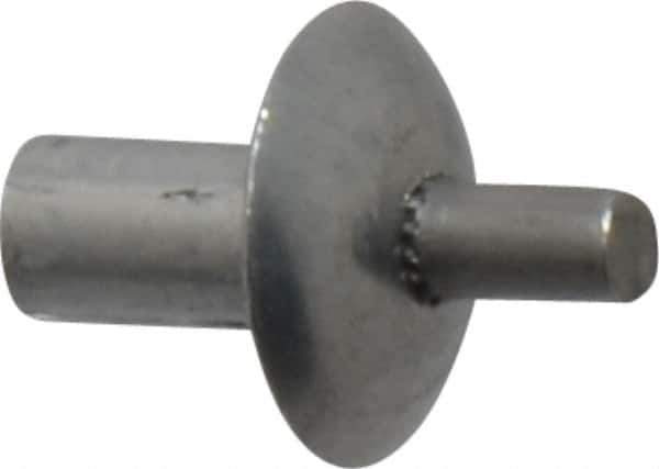 Made in USA - Brazier Head Aluminum Alloy Drive Blind Rivet - Stainless Steel Mandrel, 0.109" to 1/8" Grip, 0.312" Head Diam, 0.128" to 0.14" Hole Diam, 0.219" Length Under Head, 1/8" Body Diam - Exact Tool & Supply