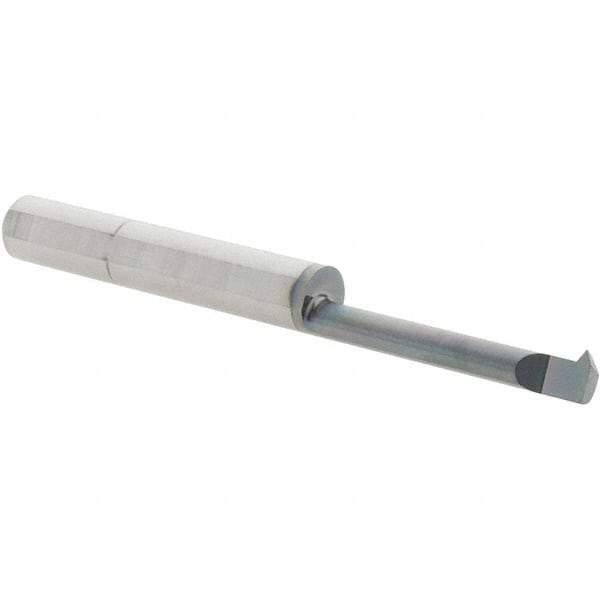Scientific Cutting Tools - 1" Cutting Depth, 18 to 56 TPI, 0.18" Diam, Internal Thread, Solid Carbide, Single Point Threading Bar - AlTiN+ Finish, 2-1/2" OAL, 1/4" Shank Diam, 0.04" Projection from Edge, 60° Profile Angle - Exact Tool & Supply