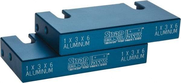 Snap Jaws - 6" Wide x 3" High x 1" Thick, Flat/No Step Vise Jaw - Soft, Aluminum, Fixed Jaw, Compatible with 6" Vises - Exact Tool & Supply