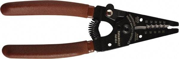 Paramount - 30 to 22 AWG Capacity Wire Stripper - 6" OAL, Plastic Dipped Handle - Exact Tool & Supply