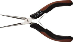Paramount - 6" OAL, 2-5/16" Jaw Length x 15/32" Jaw Width, Long Nose Needle Nose Pliers - Smooth Jaw, Standard Head, ESD Cushion Handles, with Spring - Exact Tool & Supply