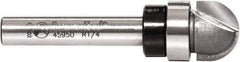 Amana Tool - 1/2" Cut Diam, 3/8" Length of Cut, 2 Flute Core Box Edge Profile Router Bit - Carbide-Tipped, 1/4" Shank Diam, 2" OAL, Uncoated - Exact Tool & Supply