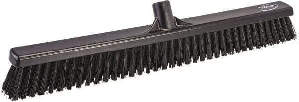 Vikan - 24.5" Combo Duty Polyester Push Broom - 2-3/4" Bristle Length, Plastic Block, European Threaded Handle Connection, Handle Sold Separately - Exact Tool & Supply