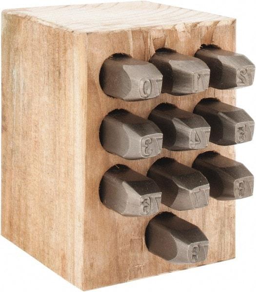 C.H. Hanson - 10 Piece, 1/4" Character Steel Stamp Set - Double Digit Figures, Double Digits - Exact Tool & Supply