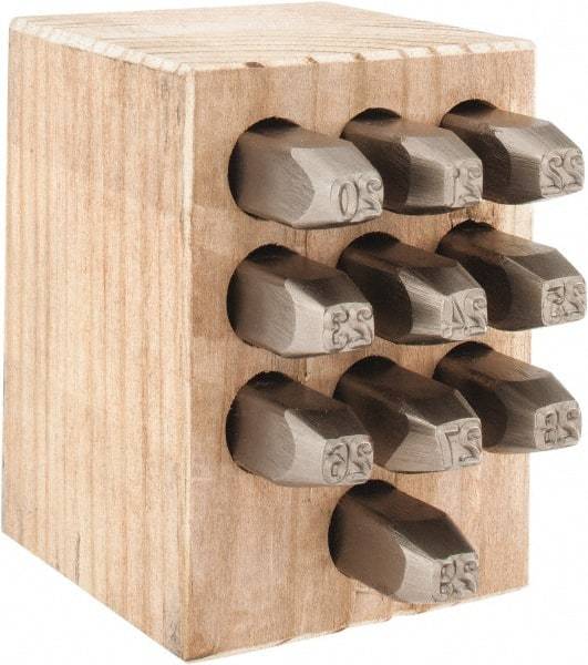 C.H. Hanson - 10 Piece, 1/4" Character Steel Stamp Set - Double Digit Figures, Double Digits - Exact Tool & Supply