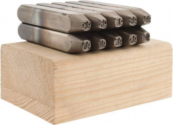 C.H. Hanson - 10 Piece, 3/16" Character Steel Stamp Set - Double Digit Figures, Double Digits - Exact Tool & Supply