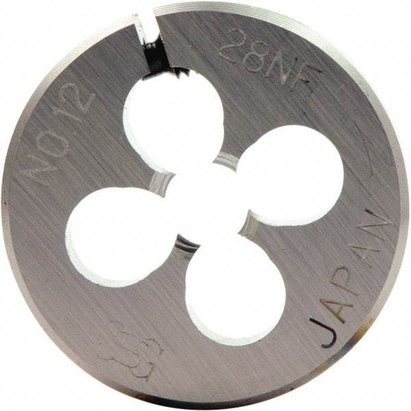 OSG - M6x0.75 Thread, High Speed Steel Round Die - 3/8" Thick, Right Hand Thread, Series 135, Adjustable - Exact Tool & Supply