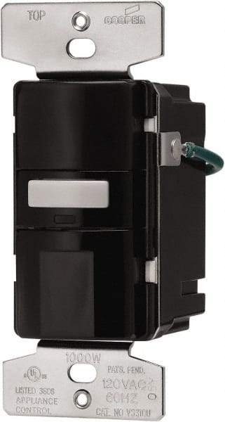 Cooper Wiring Devices - 1,000 Square Ft. Coverage, Infrared Vacancy Sensor Wall Switch - 1,000 at 120 V Incandescent, 1,000 at 120 V Fluorescent, 120 VAC, Gray - Exact Tool & Supply
