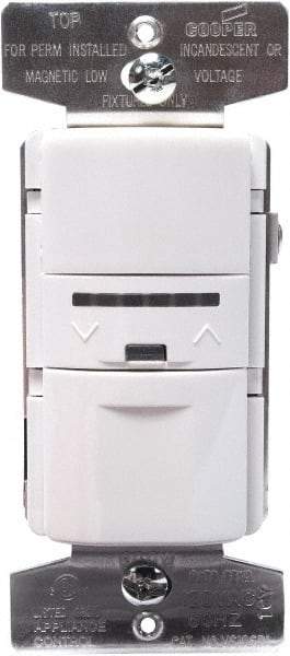 Cooper Wiring Devices - 1,000 Square Ft. Coverage, Infrared Vacancy Sensor Wall Switch - 600 at 120 V Incandescent, 600 at 120 V Fluorescent, 120 VAC, White - Exact Tool & Supply