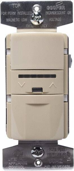 Cooper Wiring Devices - 1,000 Square Ft. Coverage, Infrared Vacancy Sensor Wall Switch - 600 at 120 V Incandescent, 600 at 120 V Fluorescent, 120 VAC, Ivory - Exact Tool & Supply