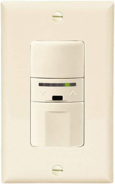 Cooper Wiring Devices - 1,000 Square Ft. Coverage, Infrared Vacancy Sensor Wall Switch - 600 at 120 V Incandescent, 600 at 120 V Fluorescent, 120 VAC, Light Almond - Exact Tool & Supply