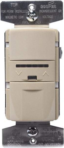 Cooper Wiring Devices - 1,000 Square Ft. Coverage, Infrared Occupancy Sensor Wall Switch - 600 at 120 V Incandescent, 600 at 120 V Fluorescent, 120 VAC, Ivory - Exact Tool & Supply