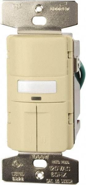 Cooper Wiring Devices - 1,000 Square Ft. Coverage, Infrared Vacancy Sensor Dual Switch - 1,000 at 120 V Incandescent, 1,000 at 120 V Fluorescent, 120 VAC, Ivory - Exact Tool & Supply