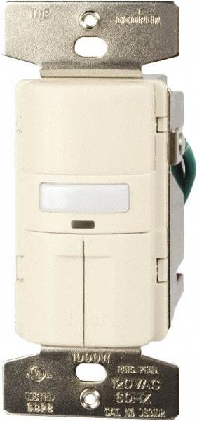 Cooper Wiring Devices - 1,000 Square Ft. Coverage, Infrared Vacancy Sensor Dual Switch - 1,000 at 120 V Incandescent, 1,000 at 120 V Fluorescent, 120 VAC, Light Almond - Exact Tool & Supply