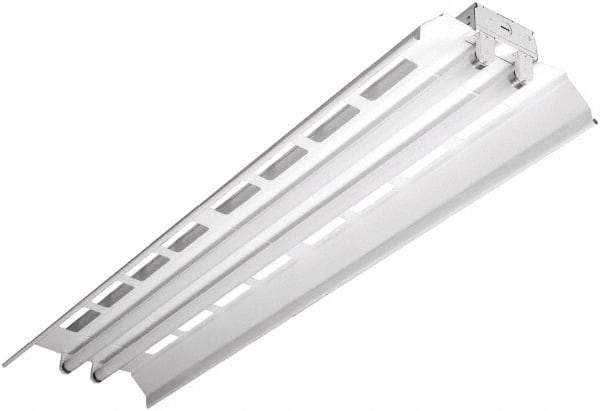 Cooper Lighting - 4 Lamps, 32 Watts, Fluorescent, Low Bay Fixture - 96" Long x 4-5/8" High x 12" Wide, 120-277 Volt, Steel Housing - Exact Tool & Supply