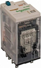 Square D - 14 Pins, Ice Cube Electromechanical Plug-in General Purpose Relay - 6 Amp at 277 VAC, 4PDT, 24 VDC, 21mm Wide x 40mm High x 27mm Deep - Exact Tool & Supply