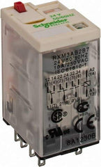 Square D - 11 Pins, 1.2 VA Power Rating, Ice Cube Electromechanical Plug-in General Purpose Relay - 10 Amp at 277 VAC, 3PDT, 24 VAC, 21mm Wide x 40mm High x 27mm Deep - Exact Tool & Supply