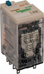 Square D - 11 Pins, Ice Cube Electromechanical Plug-in General Purpose Relay - 10 Amp at 277 V, 3PDT, 24 VDC, 21mm Wide x 40mm High x 27mm Deep - Exact Tool & Supply