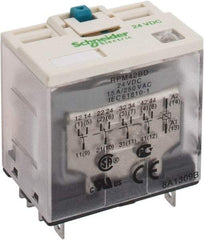 Square D - 14 Pins, Ice Cube Electromechanical Plug-in General Purpose Relay - 15 Amp at 277 V, 4PDT, 24 VDC, 41mm Wide x 39mm High x 27mm Deep - Exact Tool & Supply